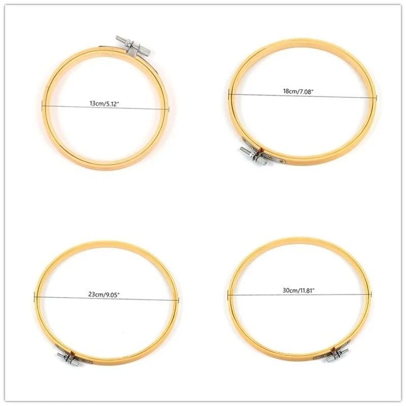 Round Bamboo Embroidery Hoops — Set of 10 (3–12 inch)
