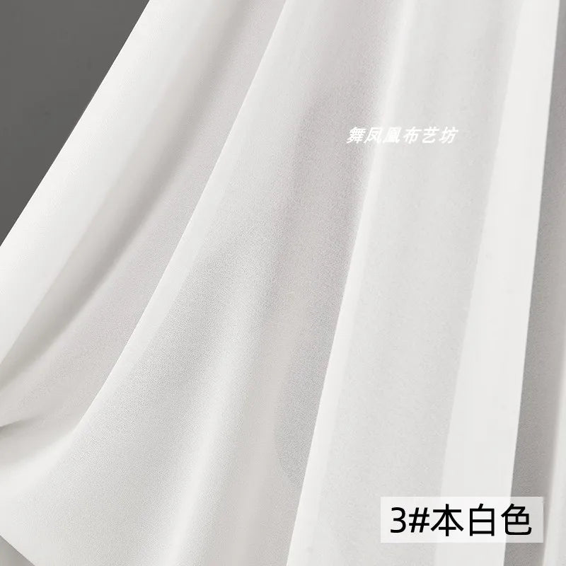 White Beaded Chiffon Fabric – Lightweight & Drapey | 146 cm Wide (57.5 in)