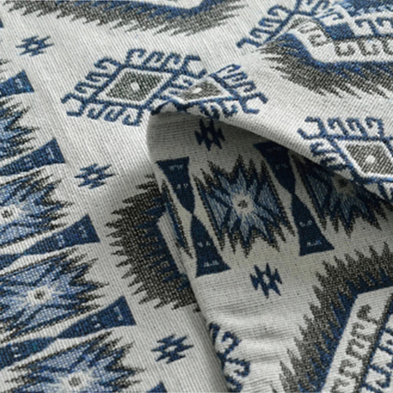 Ethnic Print Linen-Cotton Blend Fabric — Jacquard Woven | 0.5, 1, 2 & 3 Meter Cuts