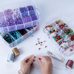 Caja Contenedora de Almacenamiento Apilable de 3 Capas con Compartimentos Ajustables para Organizar Cuentas, Almacenamiento de Artículos Pequeños, Manualidades, Joyería