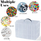 Caja Contenedora de Almacenamiento Apilable de 3 Capas con Compartimentos Ajustables para Organizar Cuentas, Almacenamiento de Artículos Pequeños, Manualidades, Joyería