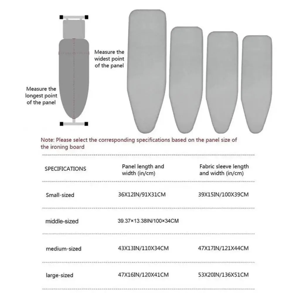 Cotton Ironing Board Cover with Elastic Edge – Scorch & Stain Resistant | 4 Sizes, Optional Padding