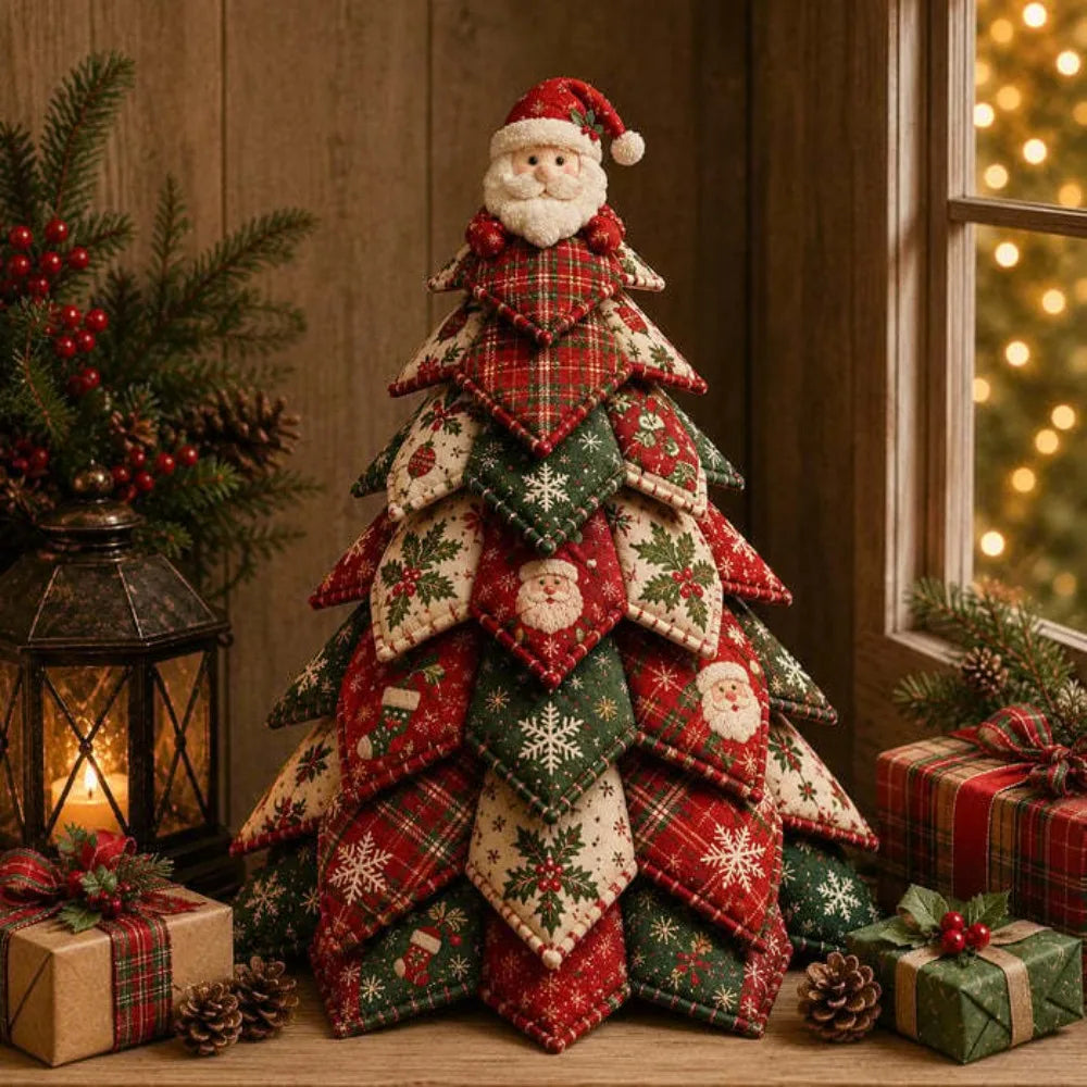DIY Quilted Christmas Tree Kit — 3D Fabric Patchwork Tabletop Decor