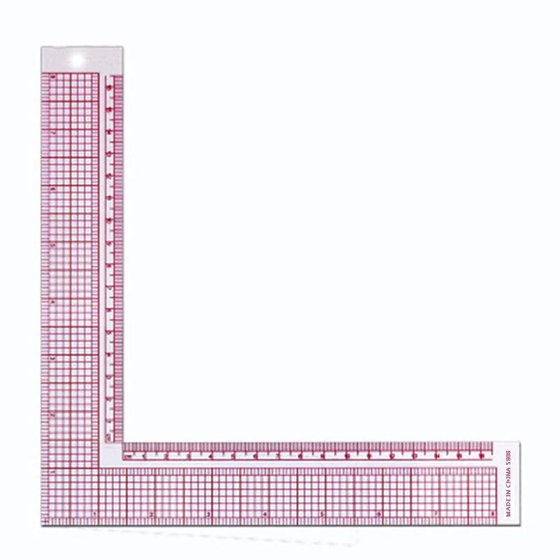 L-Shape Quilting & Sewing Ruler – 90° Plastic Garment Pattern Making Tool with Imperial & Metric Scales (8.5" × 8.5")
