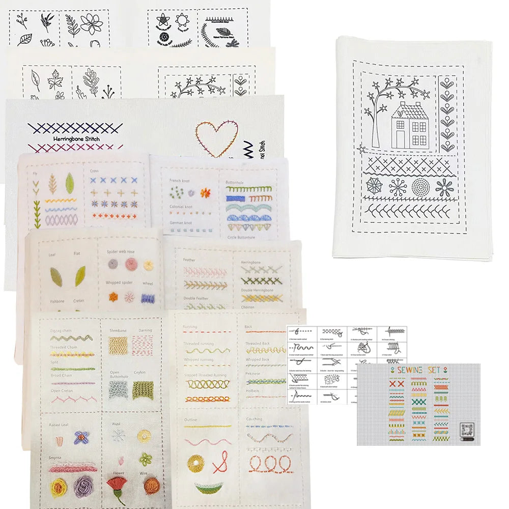 Basic Hand Embroidery Stitches Book for Beginners – 106 Stitch Techniques, Step-by-Step Kit