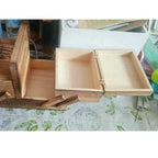 Costurero de Madera con 2 Niveles, 6 Compartimentos, Tapa y Asa