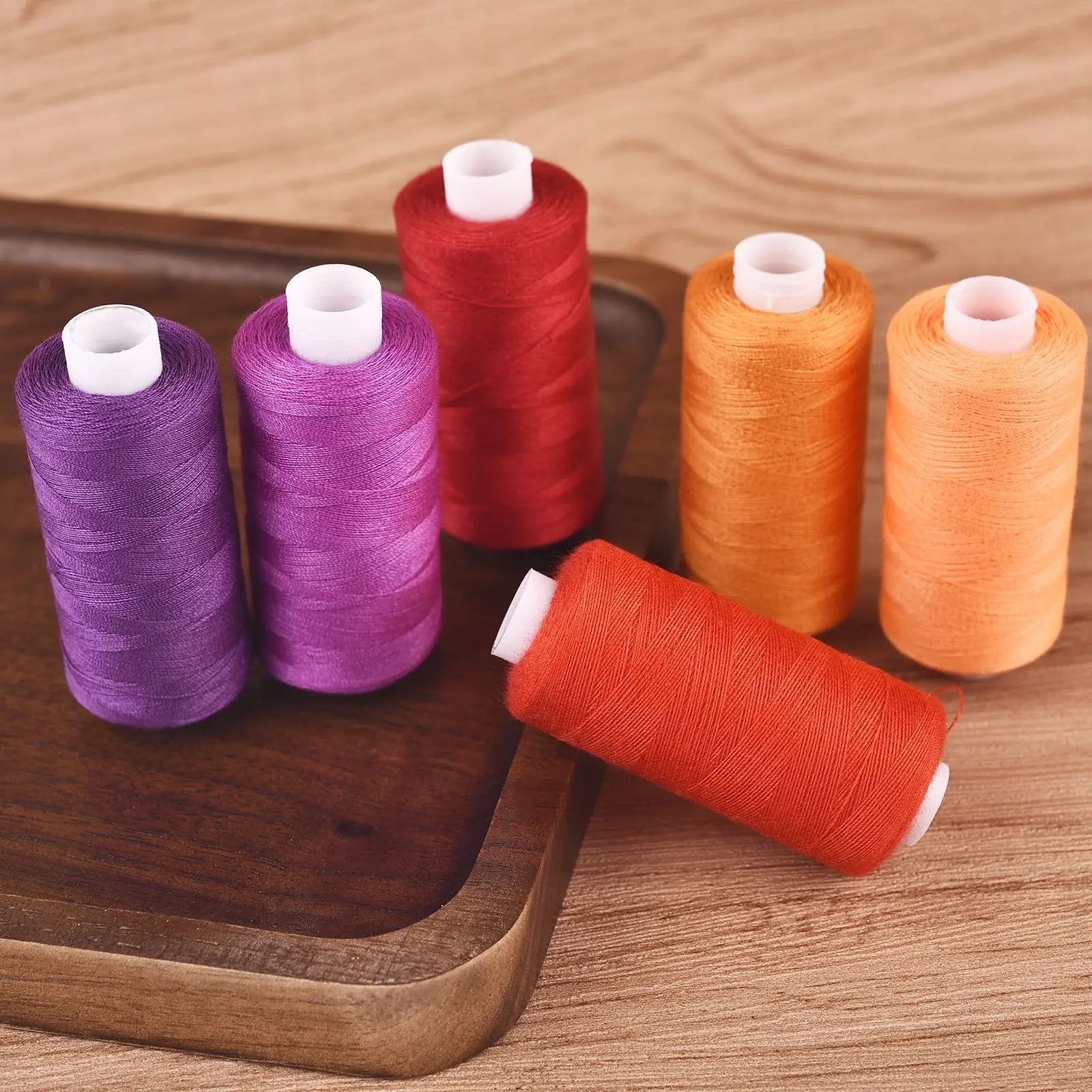 Polyester Sewing Thread Set — 6 Rolls, 400 Yards Each
