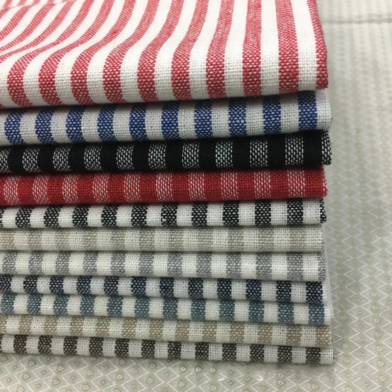 Striped Cotton Linen Fabric for Sewing & Home Décor | Sold by the Meter