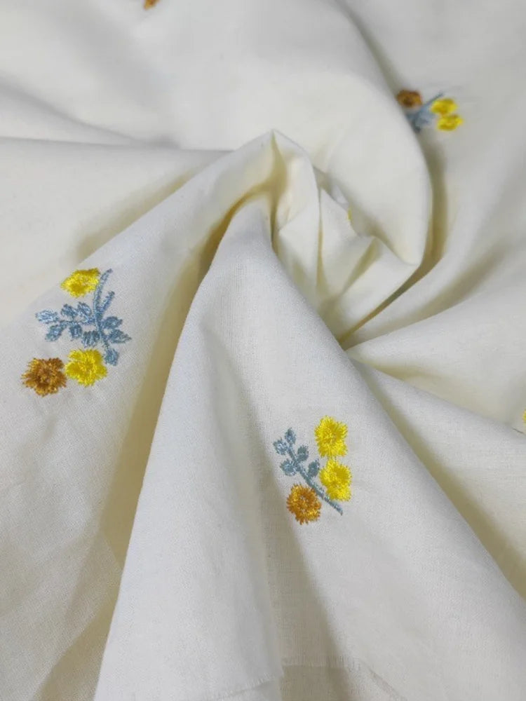 130cm*50cm Thin Cotton Fabric Embroidered Small Flower Suitable For Handmade DIY Pet Clothes Toy Doll Dresses Hair Loop Fabrics