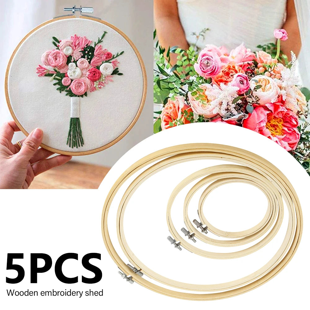 Wooden Embroidery Hoop Set — 5 Sizes (13–30cm)