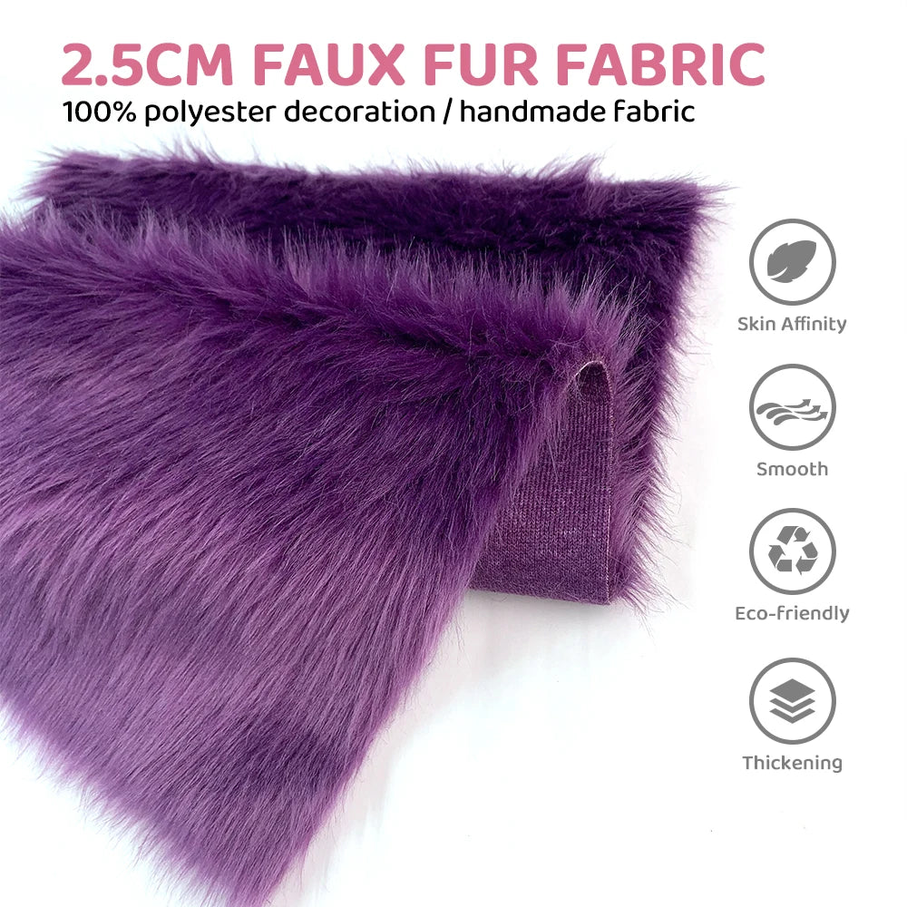 Tela de Pelo Sintético de 2.5cm de Largo – 30x50cm, Cosplay & Fursuit, 23 Colores
