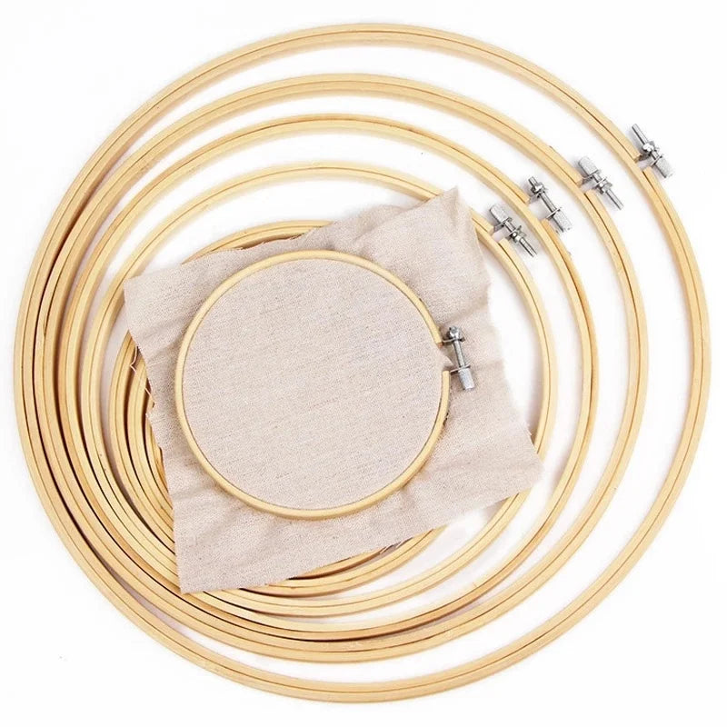 Round Bamboo Embroidery Hoops — Set of 10 (3–12 inch)