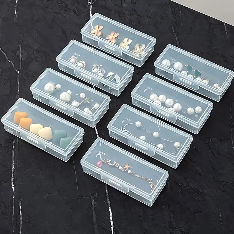 Cajas transparentes de plástico con tapas, 12 unidades | Contenedores organizadores multiusos para joyas