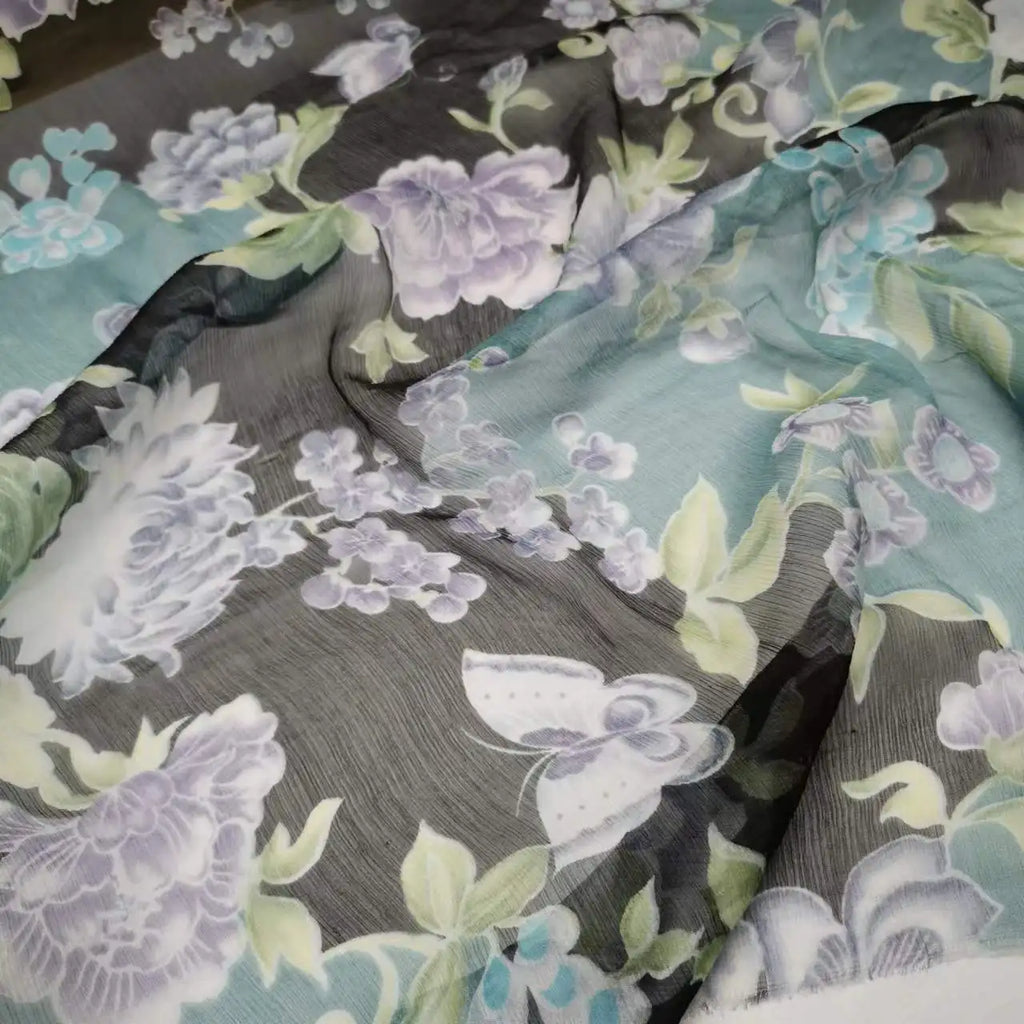 Floral Print Silk-Cotton Blend Fabric – 135cm Wide, 9-10mm | Dresses, Blouses & Luxury DIY Sewing