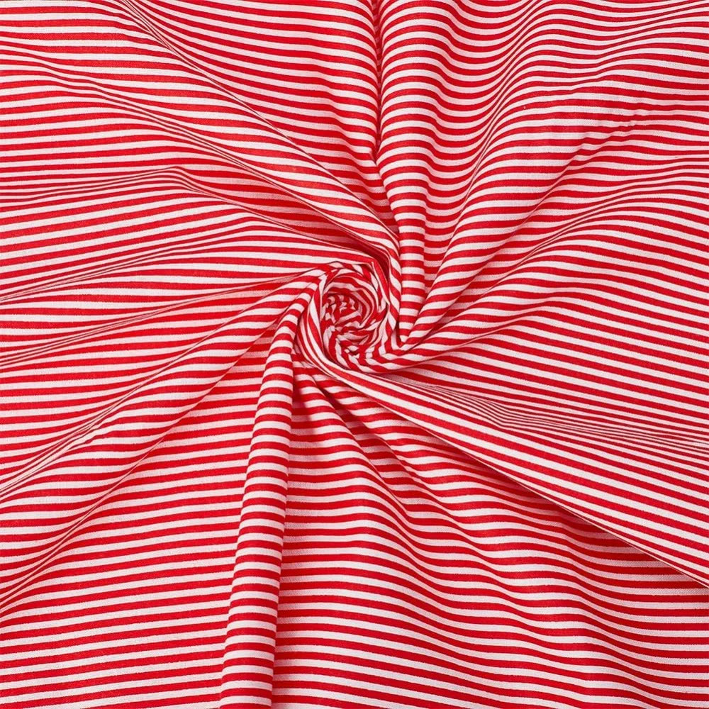 Red & White Striped Cotton Fabric | 1.7 Yards × 39" | Quilting & DIY Sewing
