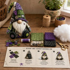 Halloween Gnome DIY Sewing Kit – Witch, Pumpkin & Gnome Doll Patchwork | Pre-Cut Fabric & Supplies Included