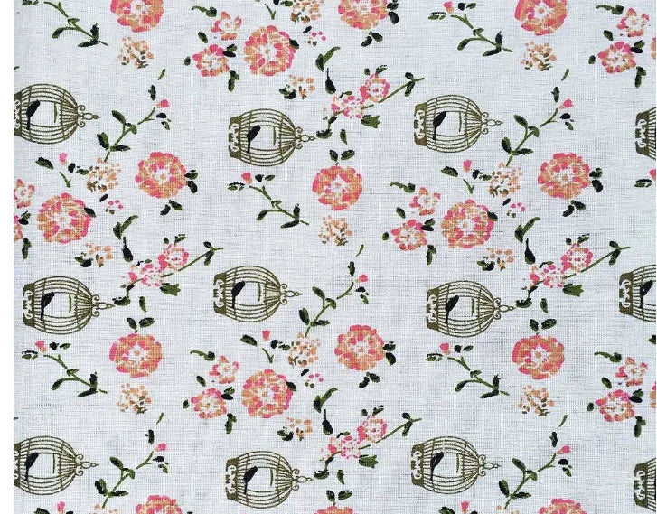 Printed Linen Cotton Fabric – Breathable Canvas Cloth for Quilting, Bags & Crafts (150cm Wide, Sold by the Meter)