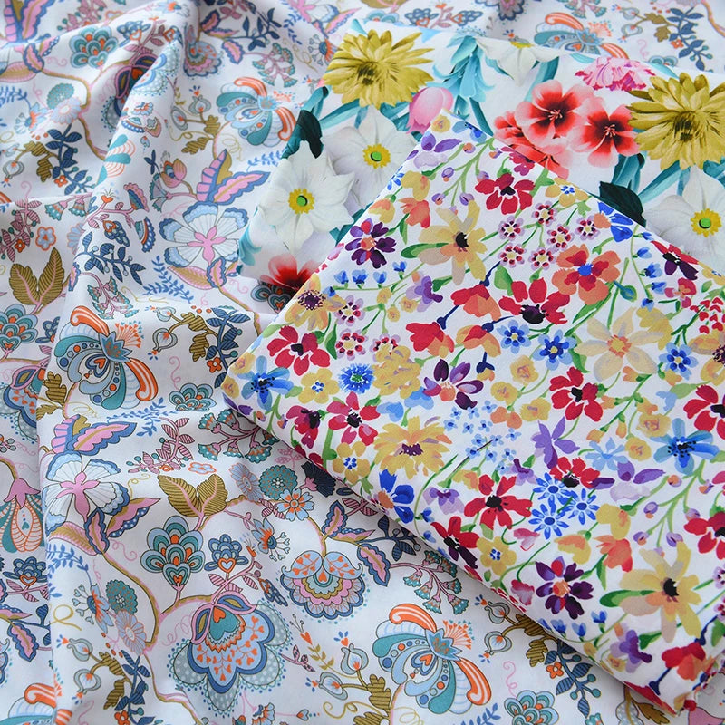 100% Cotton Poplin Floral Fabric – 50S Digital Print | 145 cm Wide | Dresses, Shirts & Pajamas