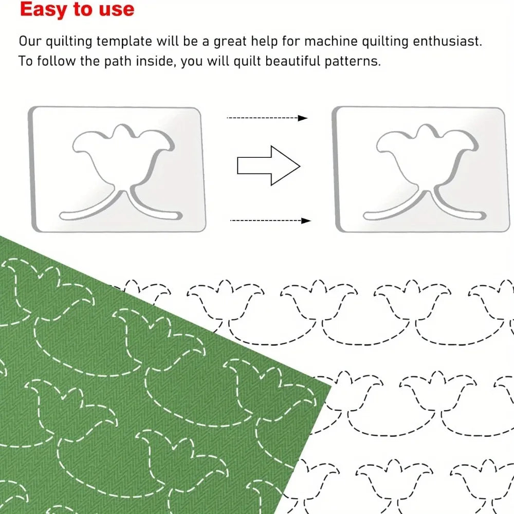3-Piece Flower & Clover Acrylic Quilting Template Set – Free Motion Stencils for Quilts & Patchwork