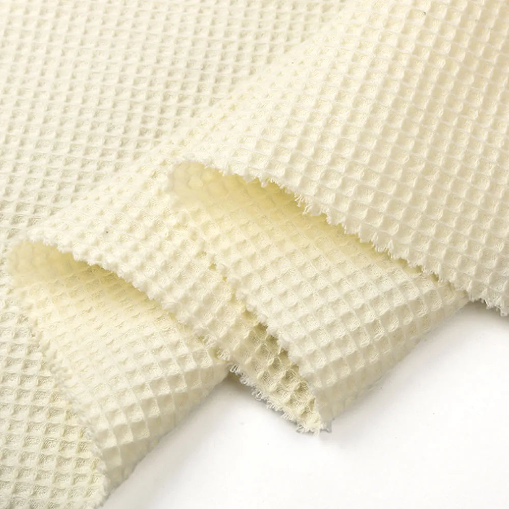 Solid Color Waffle Weave Fabric – Soft Poly-Cotton Knit for Quilting, Towels & Sleepwear (150cm Wide)
