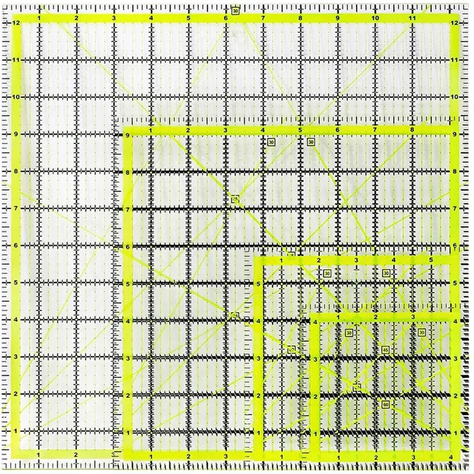 Acrylic Square Quilting Ruler with Non-Slip Rings (4 Sizes)