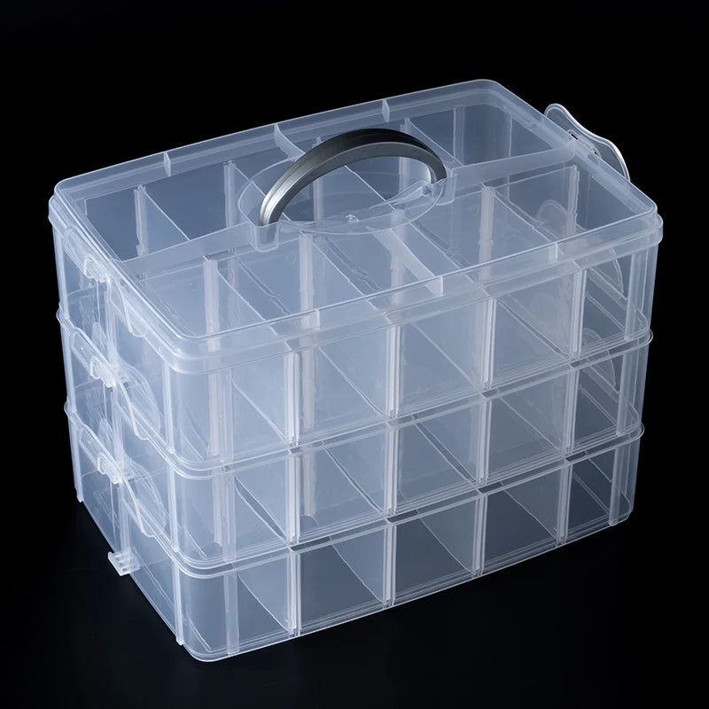 3-Layer Stackable Storage Container Box with Adjustable Compartments for Bead Organizing Storage of Small Items Crafts Jewelry