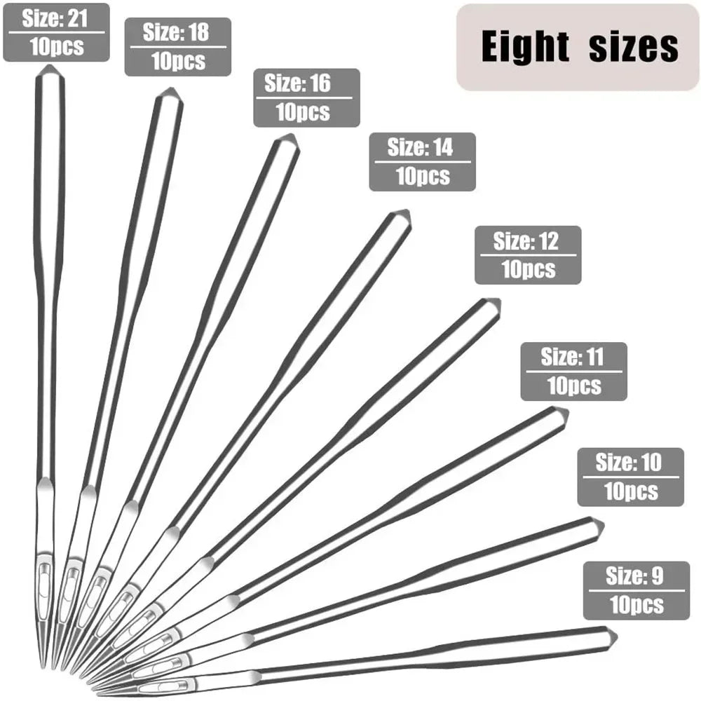 Household Sewing Machine Needles Kit – Sizes #9 #11 #12 #14 #16 #18 (10pc)