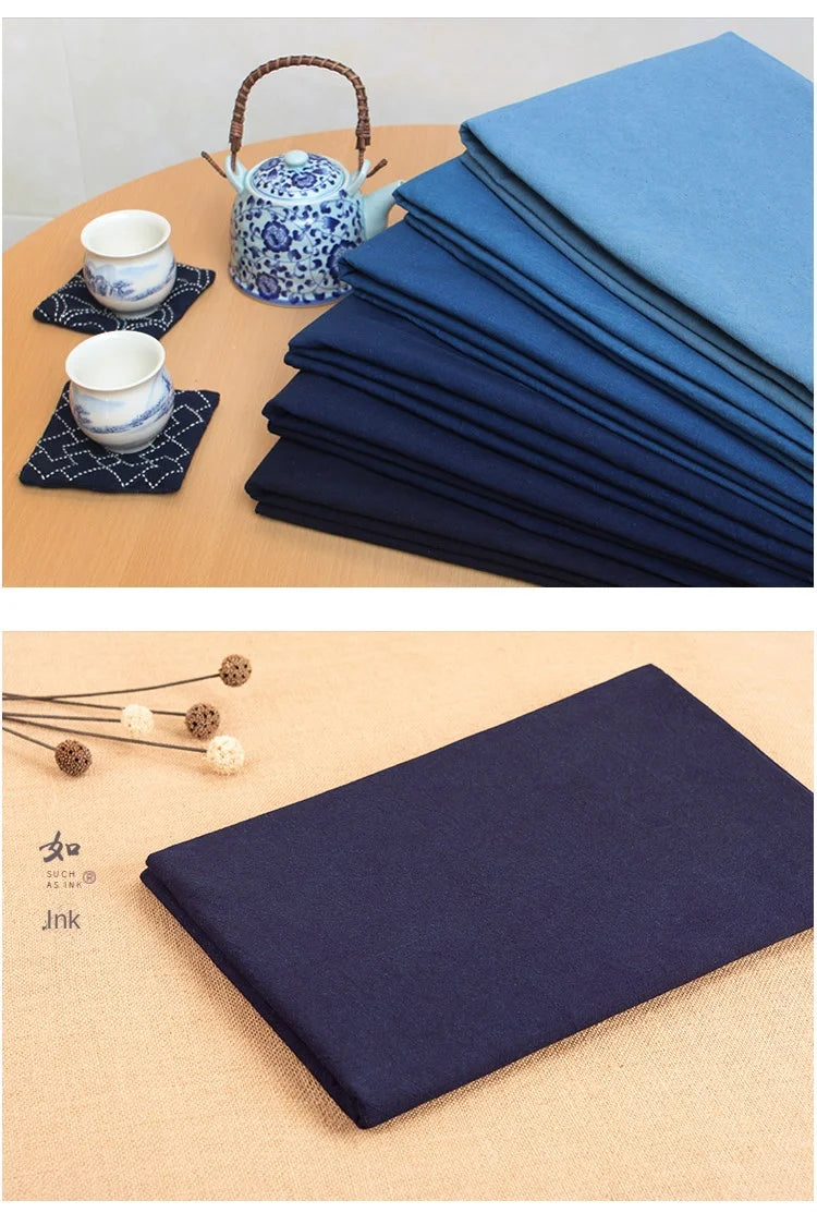 Indigo Batik Cotton Fabric – Grass-Dyed Sashiko & DIY Quilting Cloth (115cm Wide)