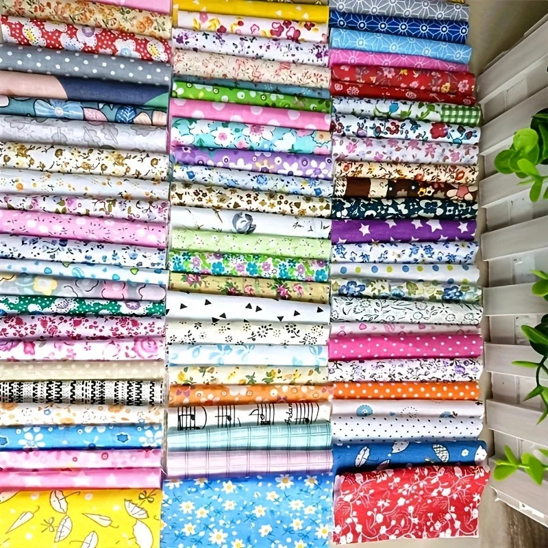 50PCS/lot 10X10cm Cotton Fabric Different Flowers Patterned Handmade Quilting Patchwork Sewing Square Floral Cotton Fabric Craft
