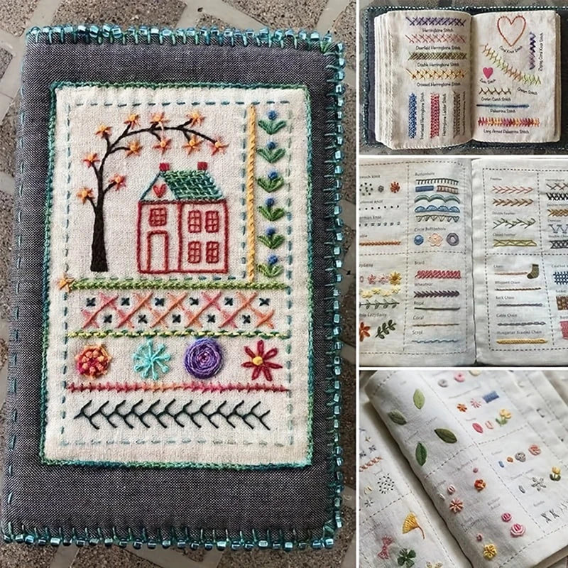 European Leaf Embroidery Stitch Book – Imitation Linen DIY Kit