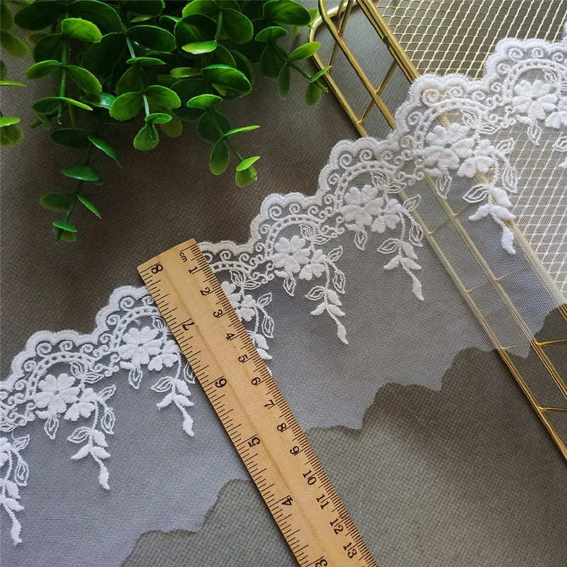 Cotton Mesh Embroidery Lace Trim – 40 Yards, 6cm Wide | Wedding, Garment & DIY Decoration