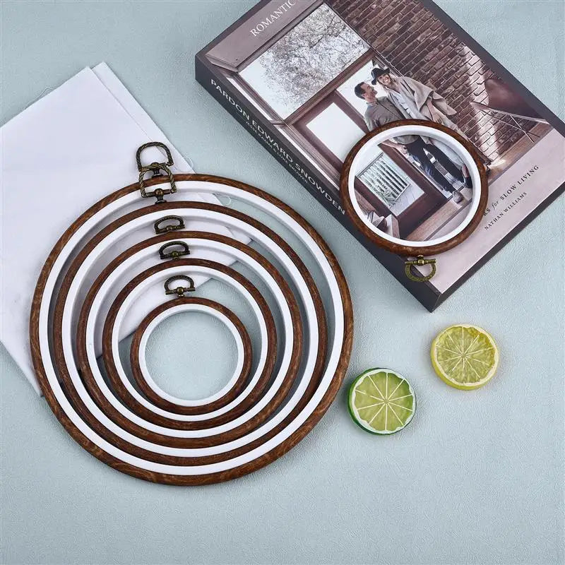 Wood-Grain Embroidery Hoop – Round & Oval Sizes