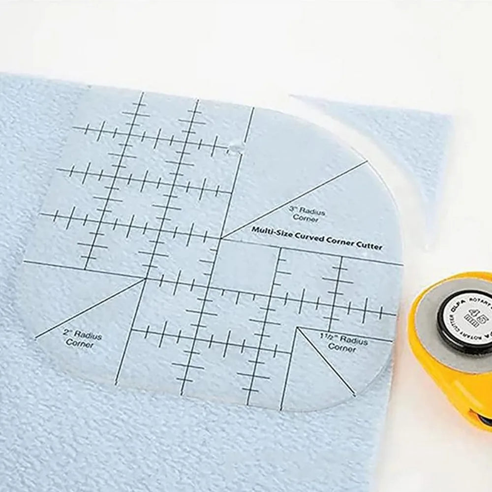 Non-Slip Curved Corner Acrylic Quilting Ruler – 6" Square Patchwork Sewing Template