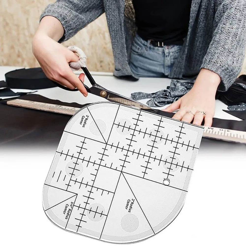 Curved Corner Cutter Acrylic Quilting Ruler with Non-Slip Base