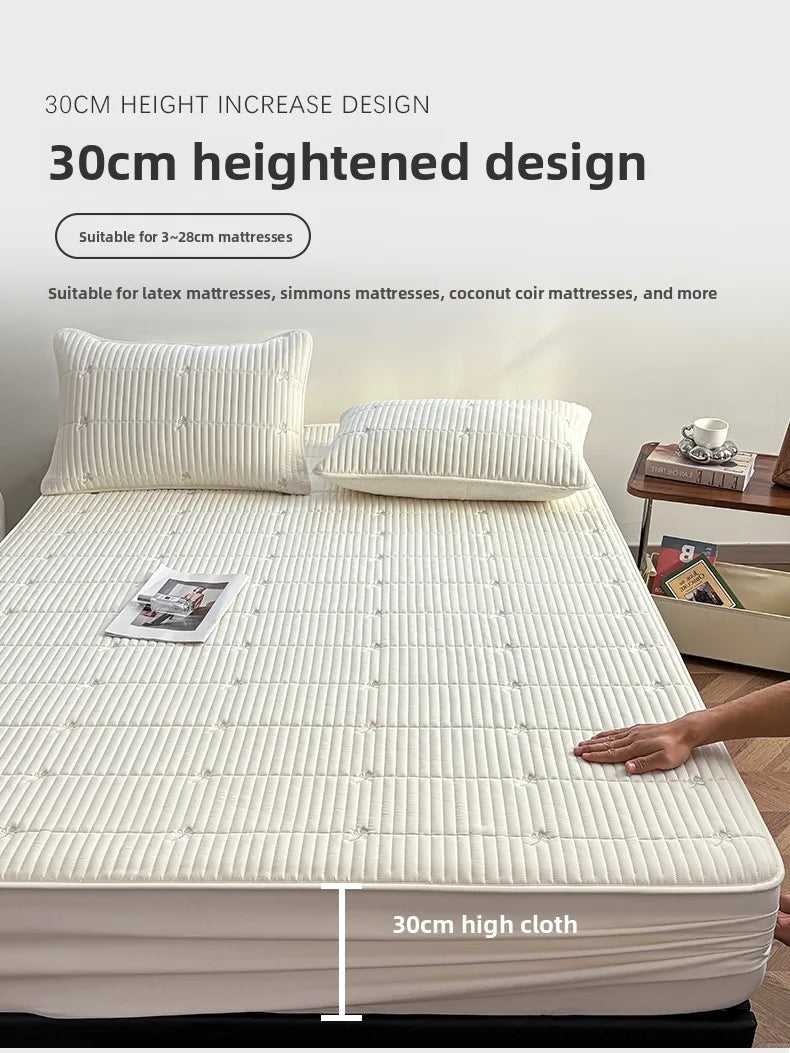 Waterproof Quilted Mattress Protector – 360° Deep Pocket, TPU Waterproof, Breathable Microfiber, Single to Super King