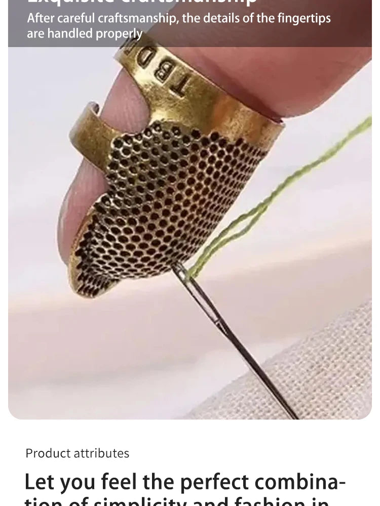 Anillo Dedal Ajustable de Cobre Vintage – Protector Antideslizante para Dedos para Costura y Bordado | Dorado, Bronce, Oro Rosa