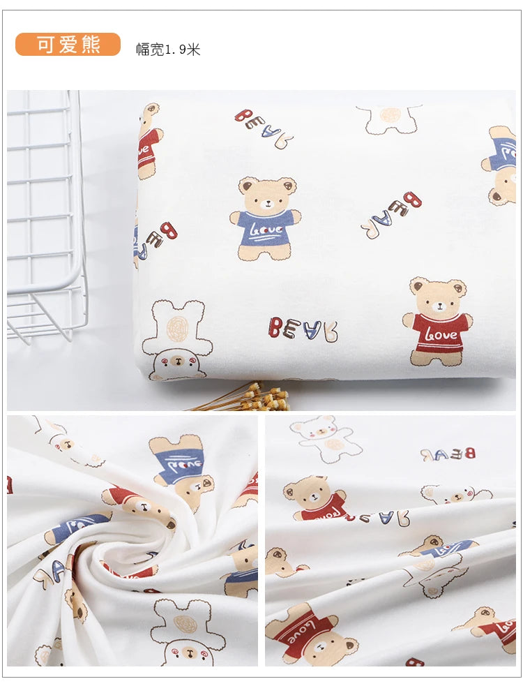 Soft Print 100% Cotton Knit Fabric – 185 g/m² | Baby Clothes, Pajamas & Bedding | 50×90cm