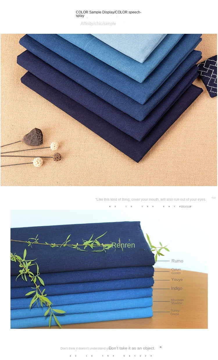 Indigo Batik Cotton Fabric – Grass-Dyed Sashiko & DIY Quilting Cloth (115cm Wide)