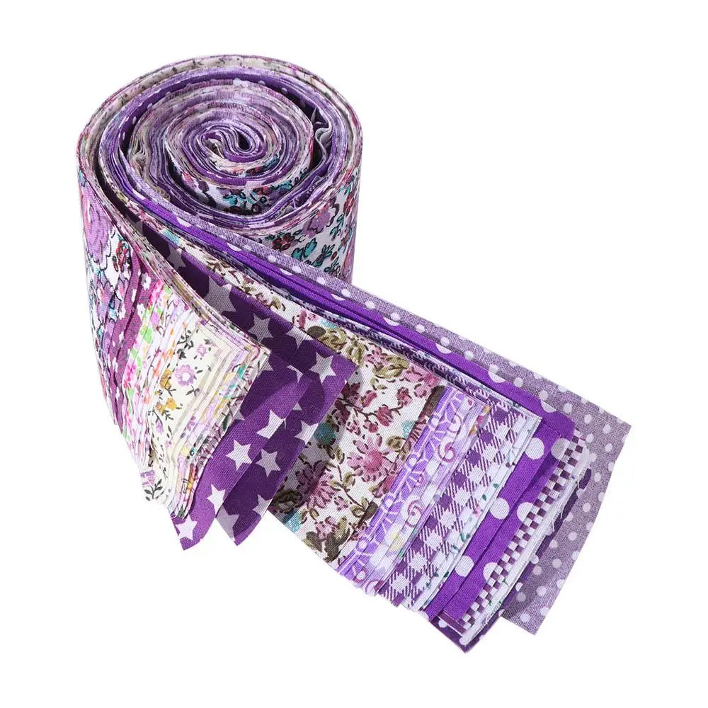 Floral Cotton Fabric Strips – 40 Pieces, 6.5 × 50 cm (2.56" × 19.69")