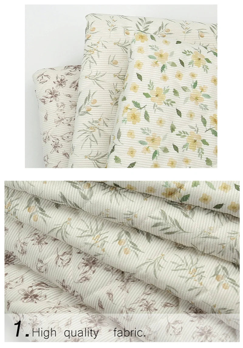 Pre-Quilted Floral Fabric – 59" Wide Polyester-Cotton Blend | Winter Coats, Bags & Home Décor (3 Lengths)