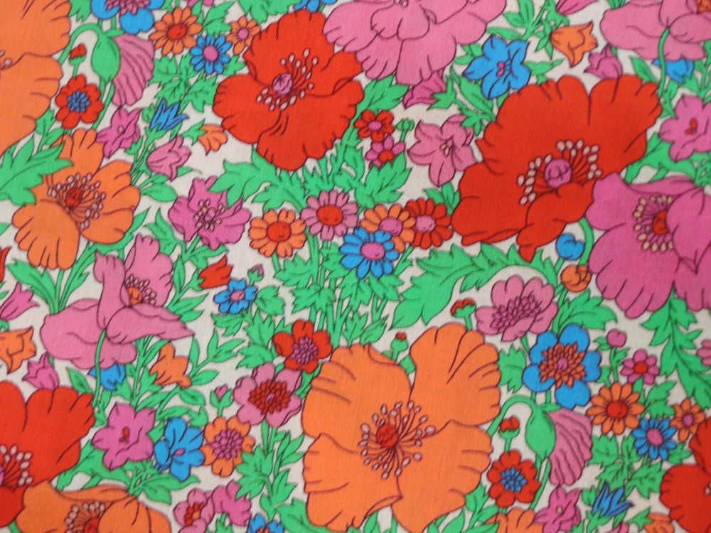 80s Count Floral Digital Print 100% Cotton Fabric – 55" Wide | Dresses, Skirts & Quilting (Sold by the Half Meter)