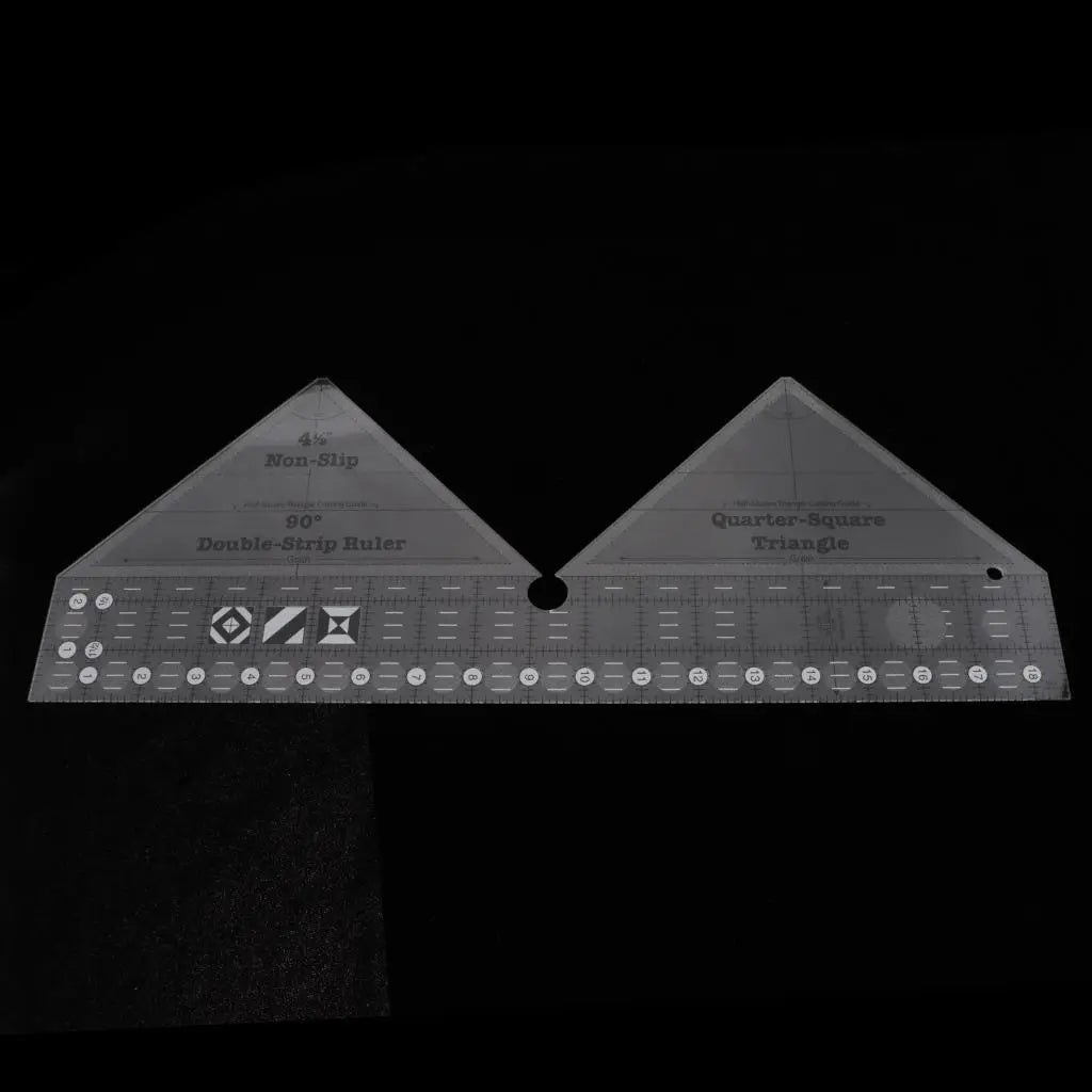 Multipurpose Clear Acrylic Quilting Ruler – Double Strip & Triangle Template, 18.5" x 7"