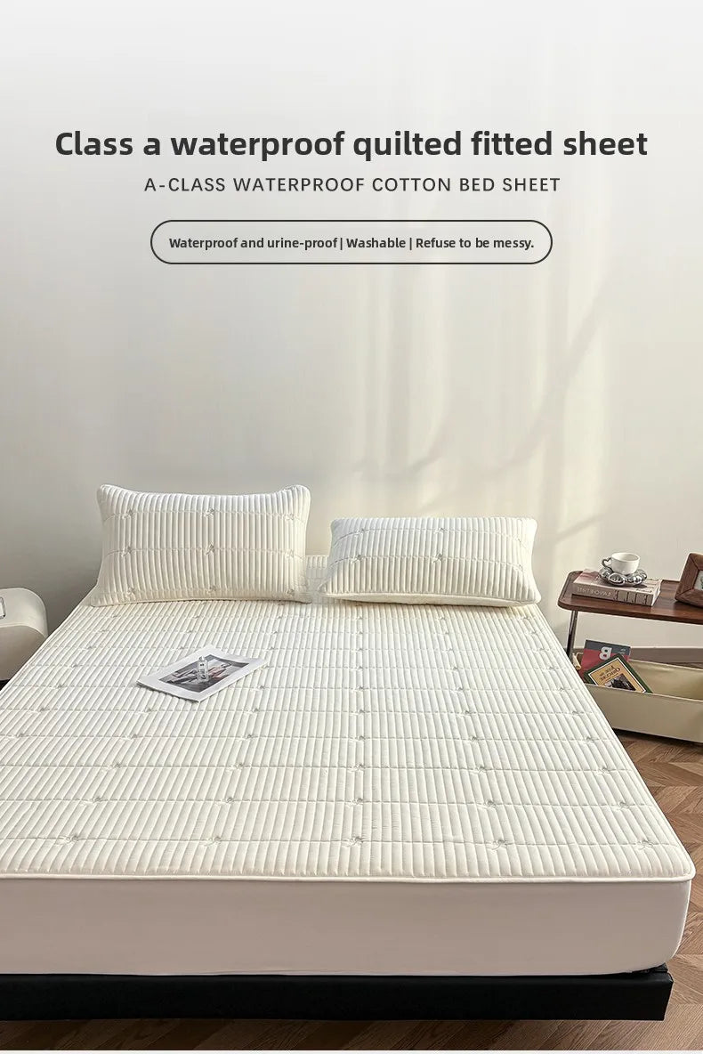 Waterproof Quilted Mattress Protector – 360° Deep Pocket, TPU Waterproof, Breathable Microfiber, Single to Super King