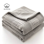 Manta de Algodón 100% Suave Transpirable de Waffle para Cama Twin Queen King Manta Decorativa a Cuadros para Sofá Mantas Ligeras de Verano