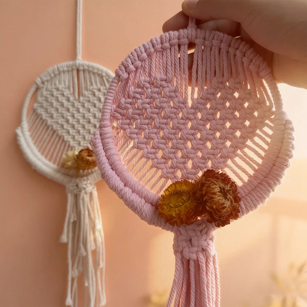 Macrame Heart & Flower Wall Hanging Kit — DIY Beginner Craft Kit | Polyester
