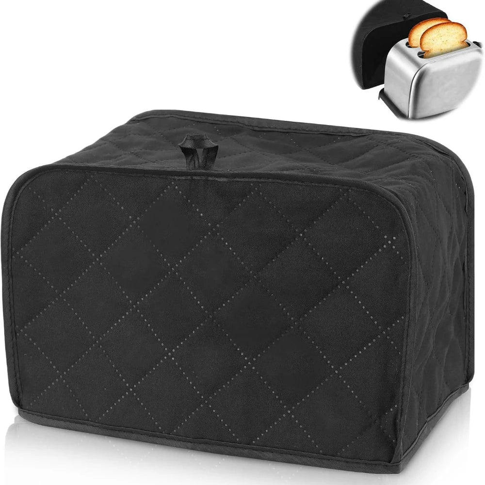 Quilted Toaster Cover – Universal 2 & 4 Slice, Fingerprint-Proof, Dust & Grease Protection (Black)