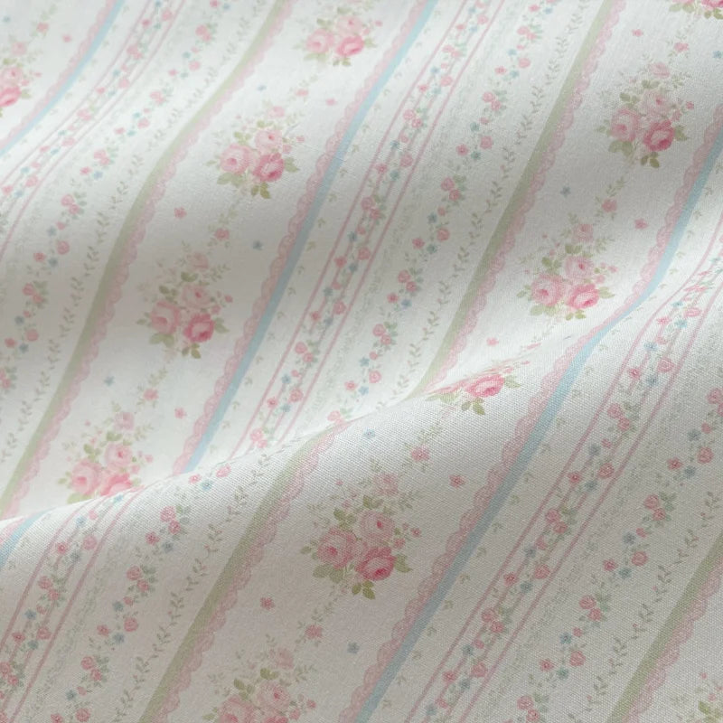 Floral Rose Print Cotton Blend Fabric — 145cm Wide | Shirts, Pajamas & Doll Clothes