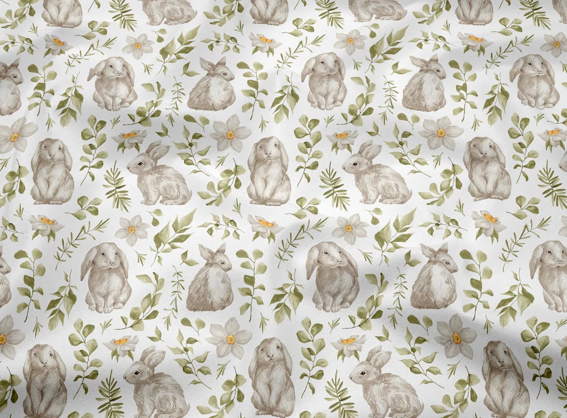 Rabbit Print Twill Cotton Fabric – 160cm Wide, Per 50cm