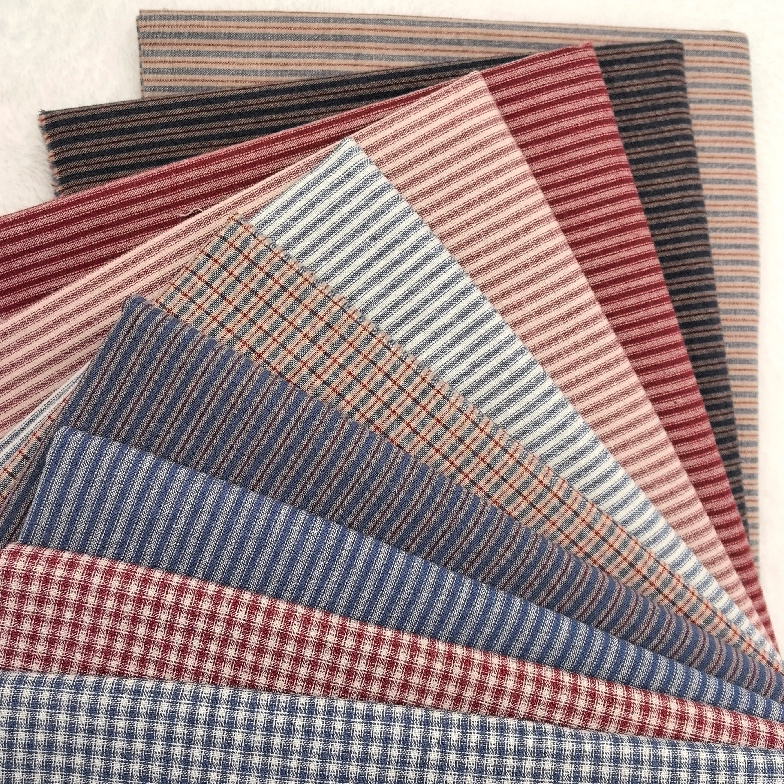 Yarn-Dyed Striped Plaid Cotton Quilting Fabric – 55" Wide, Multiple Cut Sizes | Patchwork & Tilda Crafts