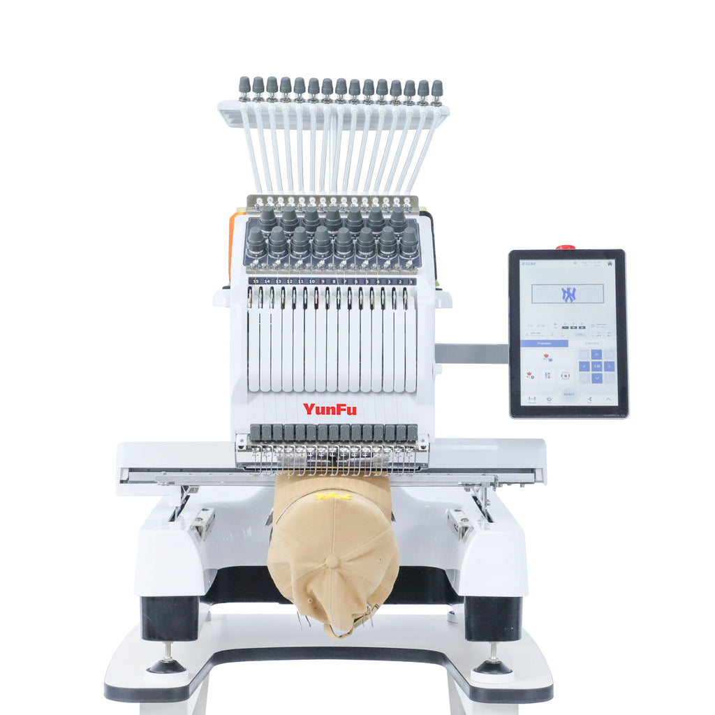 YunFu Single Head Commercial Embroidery Machine – 9/12/15 Needle, Dahao A15 Computer
